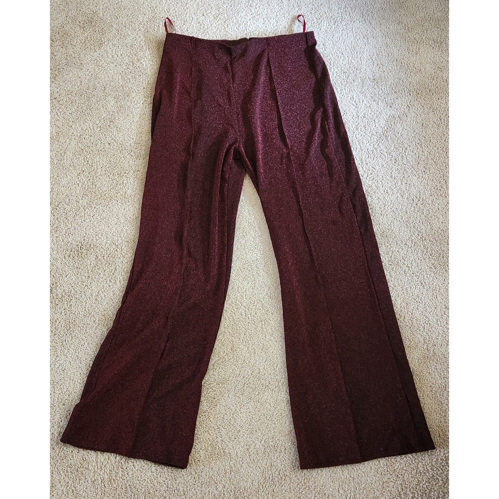 Wide Leg Burgundy Sparkle Pants